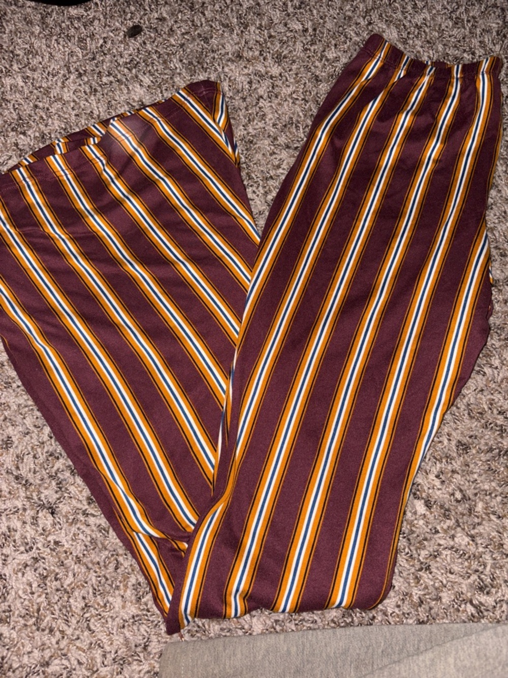 Polly & Esther Burgundy Striped Boot Cut Pants
